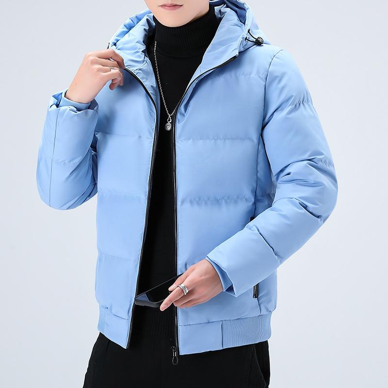 

2025 Winter New Trend Feather Rong Padded Jacket Men s Jacket Hooded Padded Jacket Thickened Large Size Men s Jacket M синій