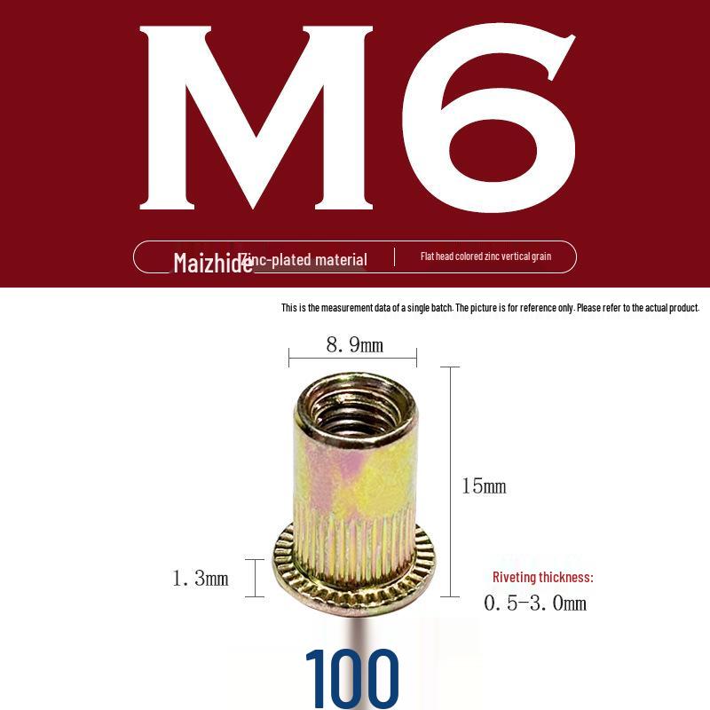 Stainless Steel & Carbon Steel Zinc-Plated Vertical Grain Through Hole Rivet Nut