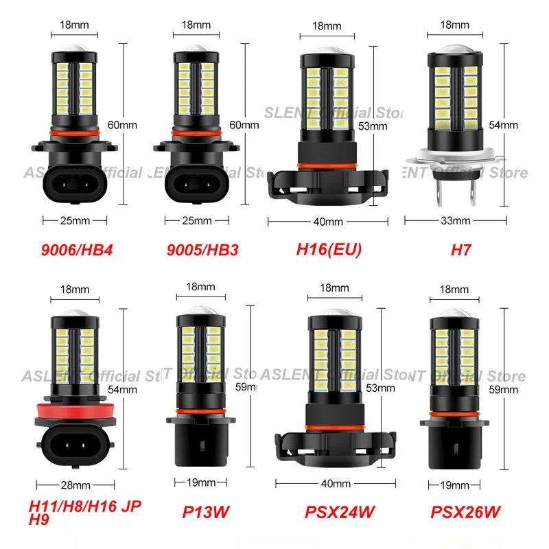 2x Car Fog Lamp H11 9006 HB4 Led Lamp 9005 HB3 H9 H8 H16 JP EU PSX24W PSX26W P13W White 6000K Fog Light Bulb DRL  12-24V