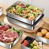 2Pcs Stainless Steel Food Storage Containers, Uncharged Power Mode, Leak-Proof, Reusable, Easy Clean Stackable with Perfect for Fruits, Meats, Veggies