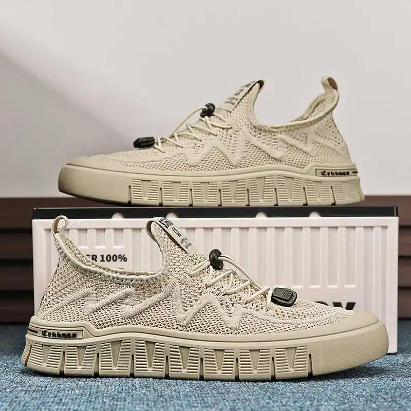 Plateforme Flat Sole Large Size 42 43 44 45 46 Woven Men's Sneakers Summer Men's Jogging Shoes Sports Snaeker Tennes Buy