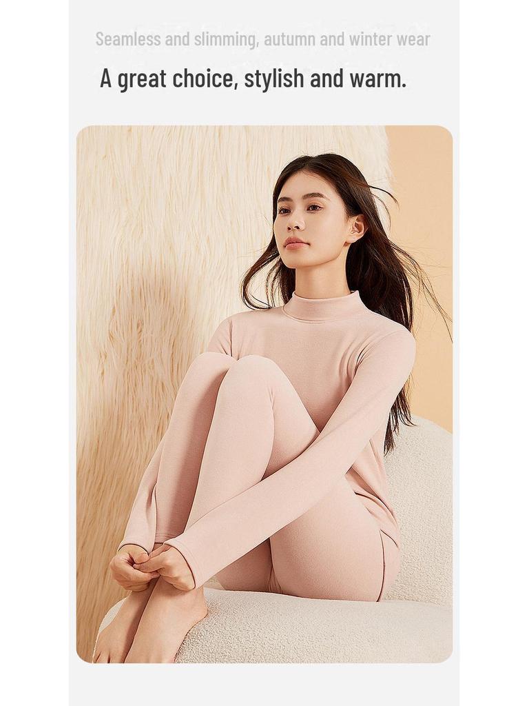 7A Antibacterial Thermal Underwear: Men's Mid-Neck Cashmere Silk Set & Women's Round-Neck German Velvet Set