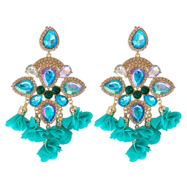 Kaimei Fashion Jewelry Boho Earrings Big Earrings for Women Rhinestones Pendant Crystal Statement Drop Earrings Fashion Jewelry