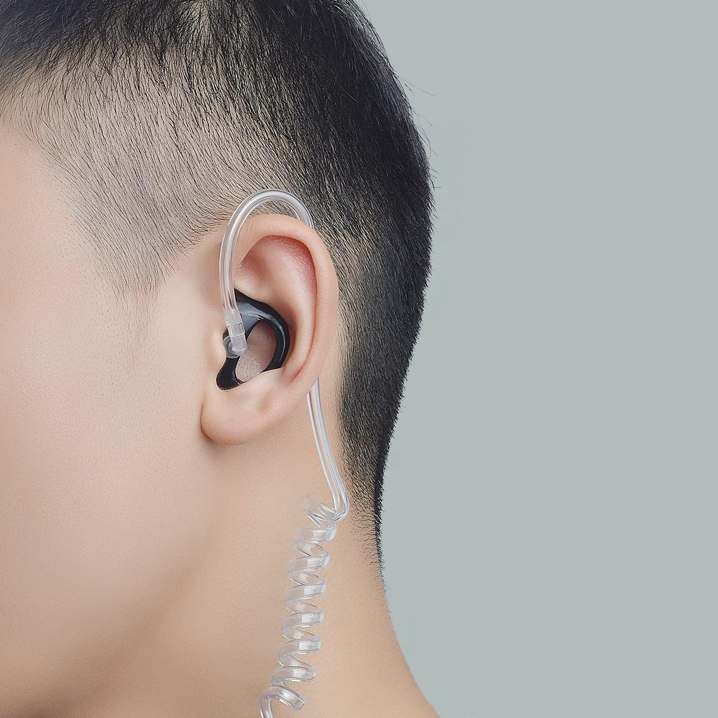 Silicone Ear Molds for Air Tube Intercom Earphones, Medium Size, Right and Left Ear (Set of 6), Black
