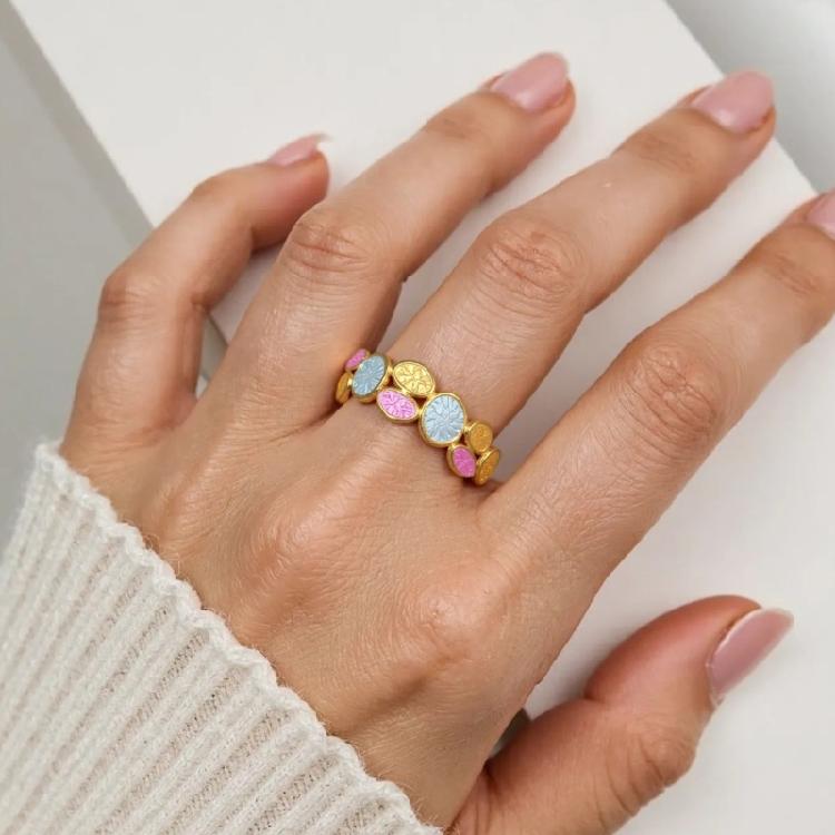 Modischer Offener Ring mit zwei Ebenen aus Edelstahl, Verstellbarer Schmuck, Einzigartiges Kreisförmiges Design, Für den täglichen Gebrauch, Geschenk