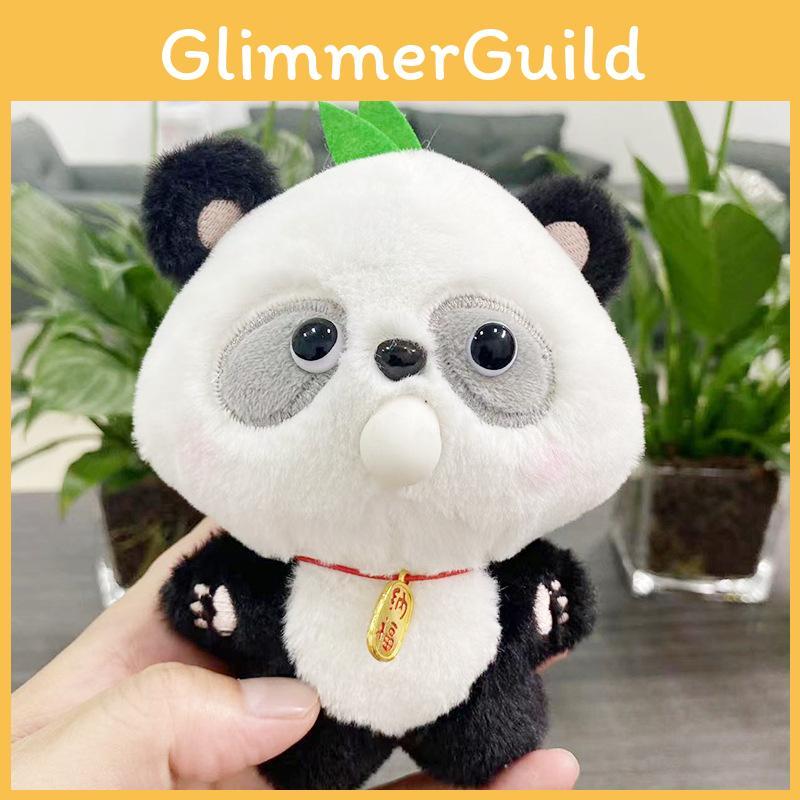 Plush Lovely Soft Panda Keychain Doll Cute Bubble Blowing Design Perfect For Gifts And Collectibles