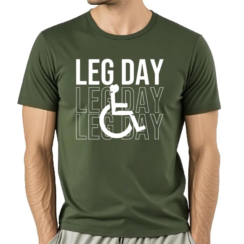 Camiseta SarcáStica Divertida Fitness Gimnasio Hombre Novedad Pierna DíA GráFico Impreso Camiseta Casual Suelta Moda C