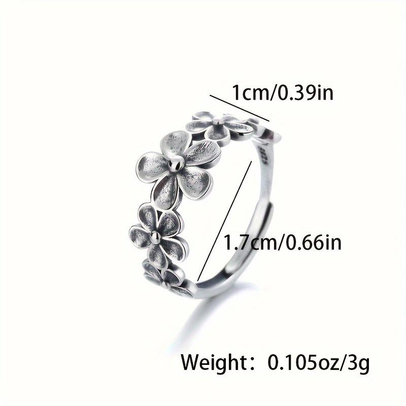sterling silver elegant flower adjustable ring, easy to wear and versatile index finger jewelry, suitable for women
