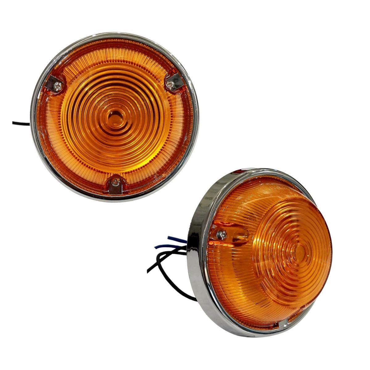 

Round Vintage Tail Lights 2PCS – 12V Waterproof Stop Turn Brake Running Lights with Chrome Finish for Trucks, Trailers & RVs янтарь