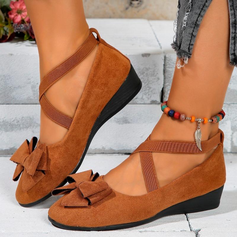 Fashion Women's Shoes 2024 Elastic Band Women's High Heels Fashion Butterfly-knot Casual Pumps Women New Plus Size Wedge Shoes for Women