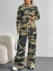 Outdoor Camouflage Style European and American Autumn/winter Casual Long-sleeve Set, Women's Hooded Sweatshirt and Long Pants Two-piece Set
