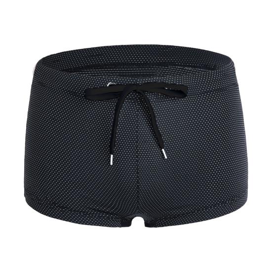Summer Men Swim Shorts Low-rise Solid Color Beach Tight Swimming Trunks with Waist Tie Swimsuit Sports Surf Shorts Trunks