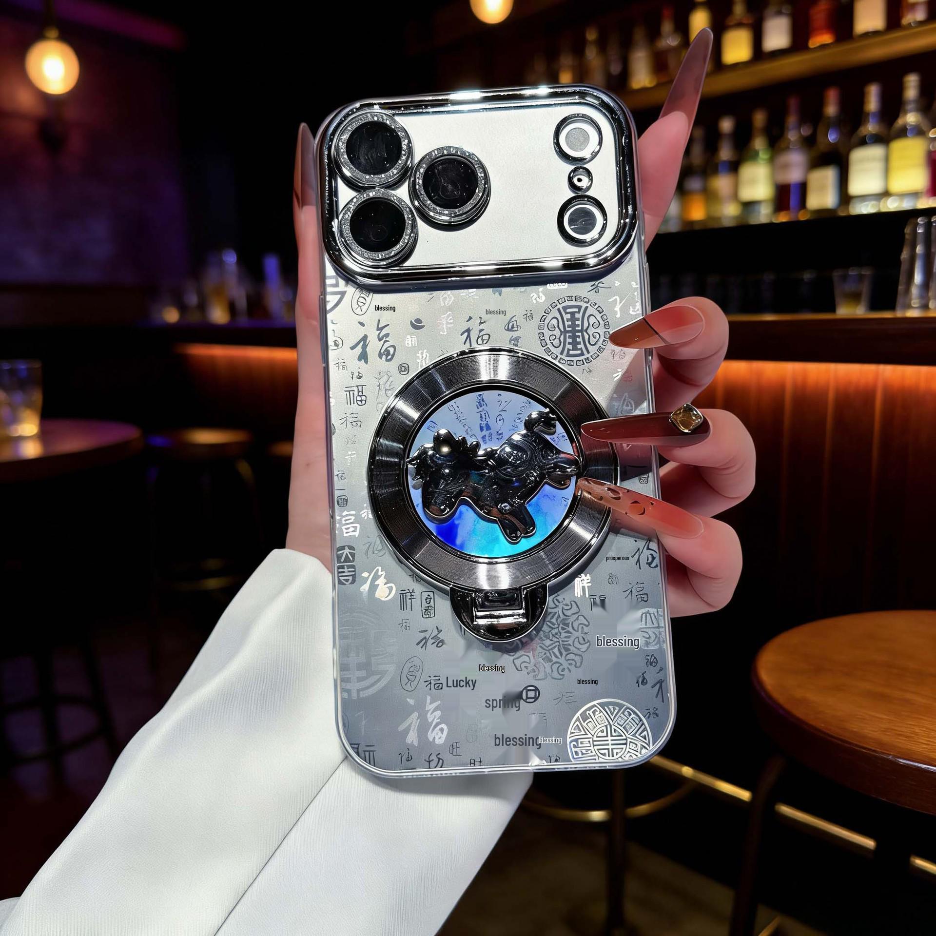 

Hundred Blessings Rotating Horse Stand Phone Case for iPhone 17 Pro Max/15/14, Cute & Stylish. iPhone 13 Pro