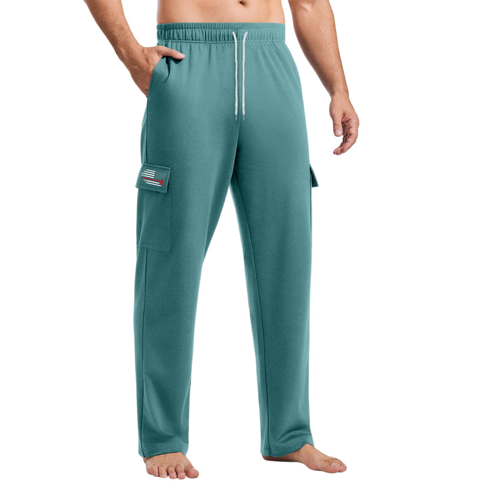 

Men s Loose Casual Multi-pocket Work Pants, Youth Stretch Waist Drawstring Pants XXXL