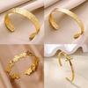 Gold Color Dainty Flowers Open Cuff Bangle Stainless Steel Bracelet For Women Wedding Party Vacation Jewelry Accessories Gifts