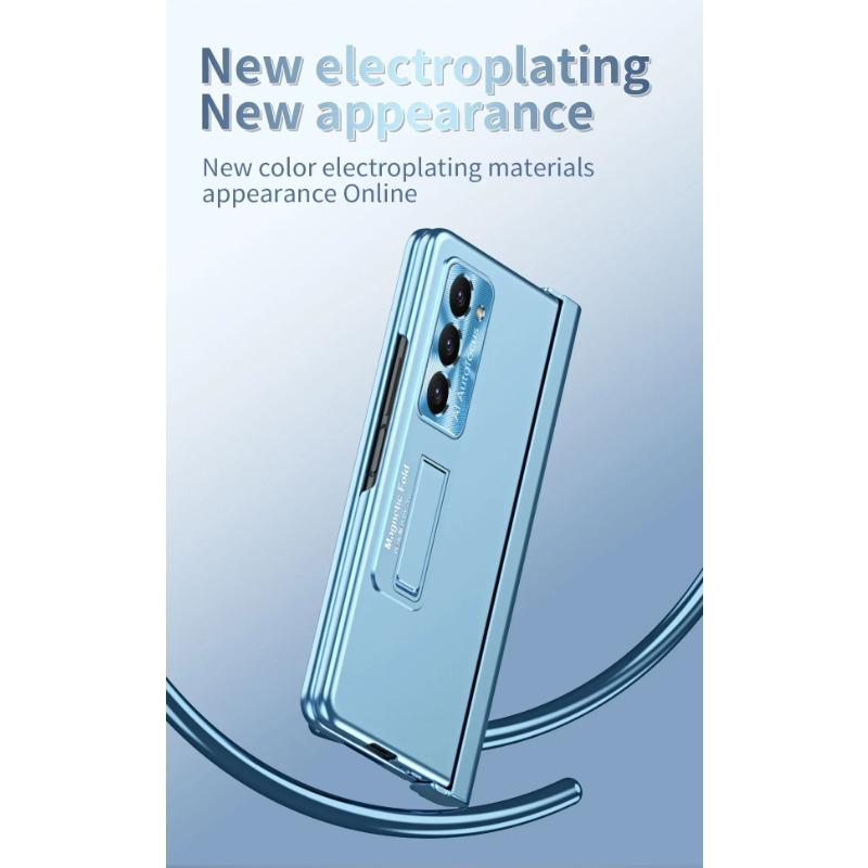With Touch Pen Case Hinge Magnetic Armor Plating Kickstand 360 Full Protector Folding Cover For Samsung Galaxy Z Fold 6 5 4 3