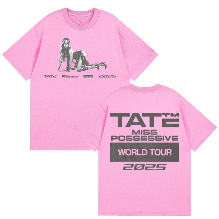 90s Vintage Tate McRae Miss Possessive Tour 2025 New T Shirts Men Women's Hip Hop Fashion Cotton Short Sleeve T-shirt Streetwear