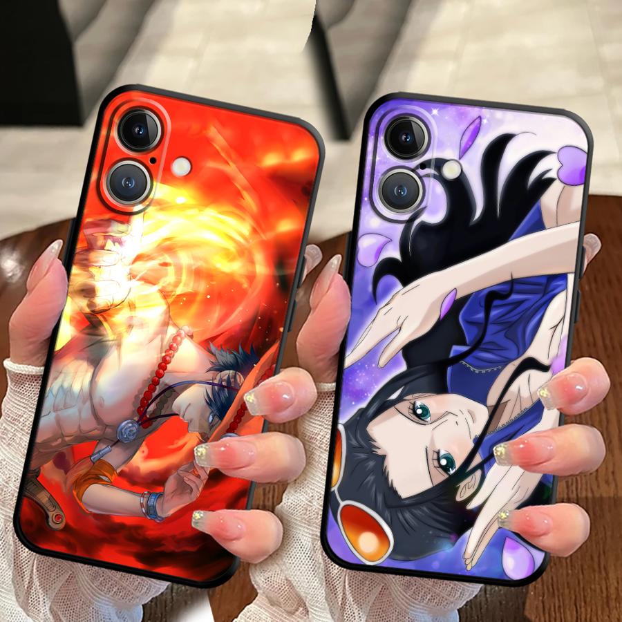 One Piece Cartoon Robin Zoron Case for iPhone 15 16 14 Plus XR 13 12 11 17 Pro Max 7 8 XS Max 17Air Black Soft Phone Cover