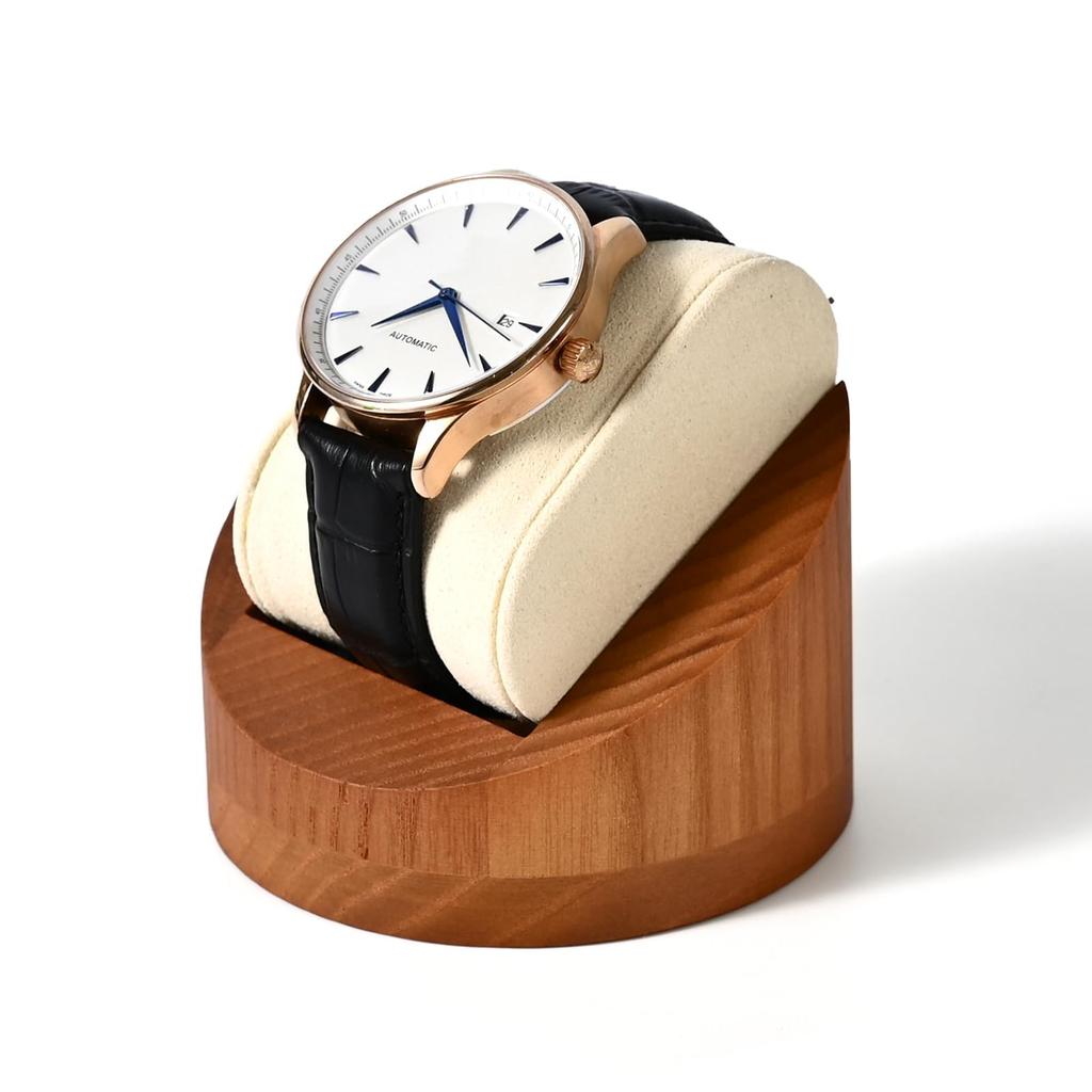 Woodten Wooden Watch Stand, Beige, Natural, Space-Saving Display Stand for Single Watches
