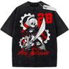 NieR Automata 2B Battle Gear T-shirt Grafica Lavaggio Acido Accento Rosso Vintage Gioco Anime Nero Oversize Unisex Streetwear T-shirt