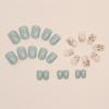 Natural Summer Fresh Short Manicure Elegant Lake Green Gradual Change Leaves Fake Nails Finished 24 Pieces Boxed Nail Pieces