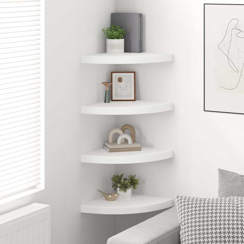 Corner Floating Shelves Set of 4 White 35 X 35 X 3.8 Cm MDF