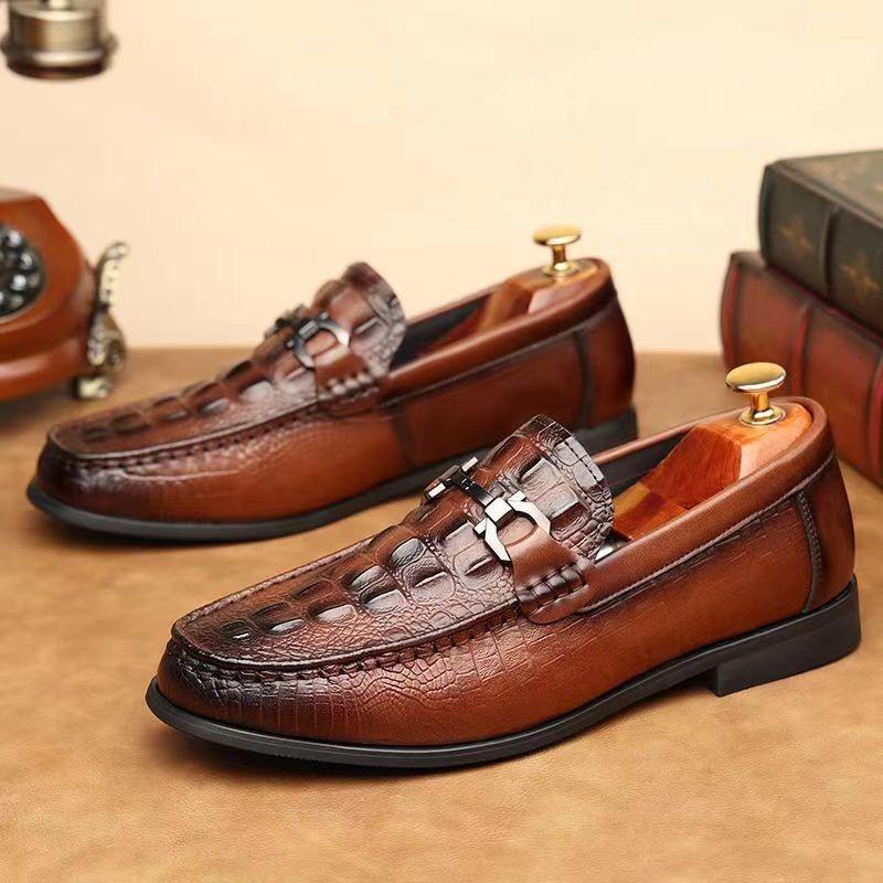 Leather men's shoes spring new trend men's leather shoes soft sole one pedal versatile business casual shoes