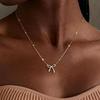 Charming Bow Pendant Clavicle Necklace - Elegant, Sweet, and Simple Beaded Chain