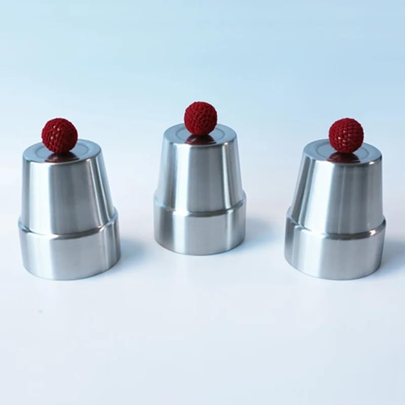 

SUMAG Stainless Steel Cups and Balls (Large) Magic Tricks Balls Vanish and Appear Magic Props Funny Close-up Stage Illusions Gimmicks for Magicians