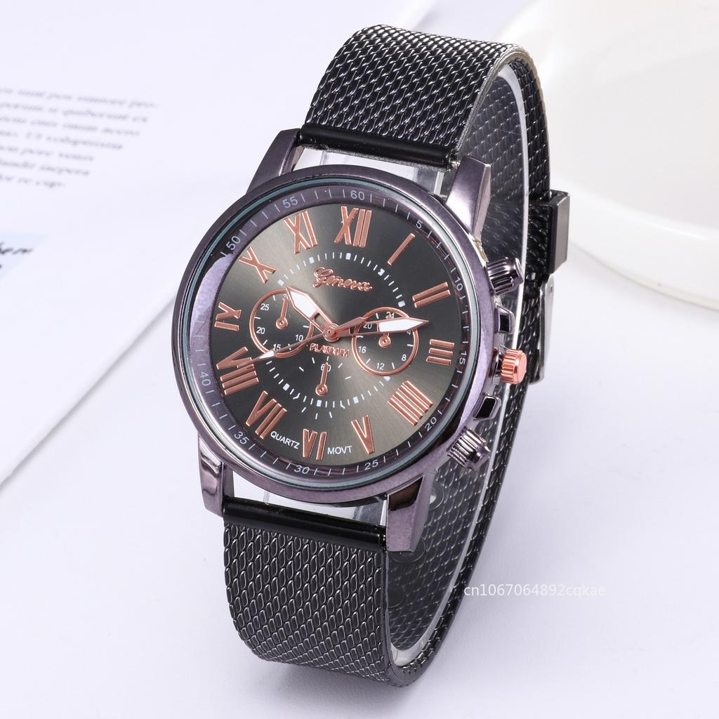 Mesh Strap Unisex Quartz Watch Large Dial Roman Numerals Decorate Wristwatches Multiple Colors Relogio Feminino Reloj Mujer