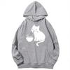 Cute Cat Eat Ramen Fashion Print Graphic Women Sweatshirt Sport Style Korean Long Sleeve Pullover with Pocket Women Daily Hoodie