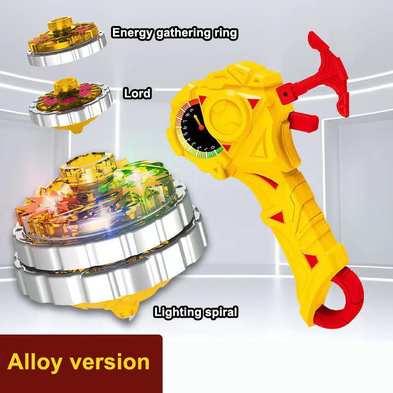 1 Set Magic Glitter Spinning Top Kids Xmas Birthday Gift Luminous Combat Gyroscope Alloy Combination Light Drawstring Gyro