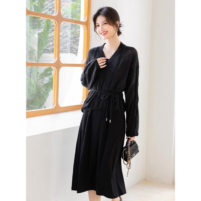 Mocana Women's Long Sleeve Knitted Cardigan & Dress Set