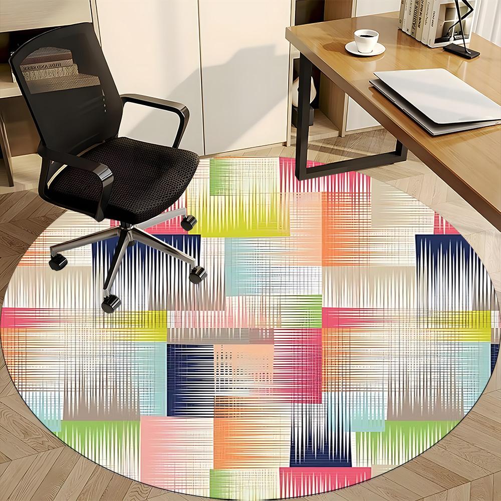 1pc Abstract Pattern Office Round Rug, Non-slip, Soft and Durable Office Rug for Interior Decoration, Perfect for Office, Beautiful Decoration yy26031