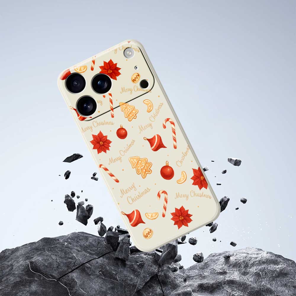 For iPhone 17 Pro Max Case Christmas Big Candy Pattern Printing Straight Edge TPU Phone Back Cover