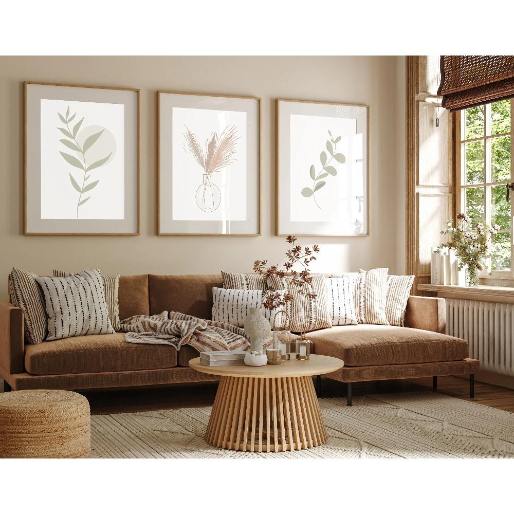 Boho Neutral Botanical Canvas Prints, Plants & Cream Pampas Grass, Sage Green Wall Art Posters for Bedroom Home Decor & Gifts