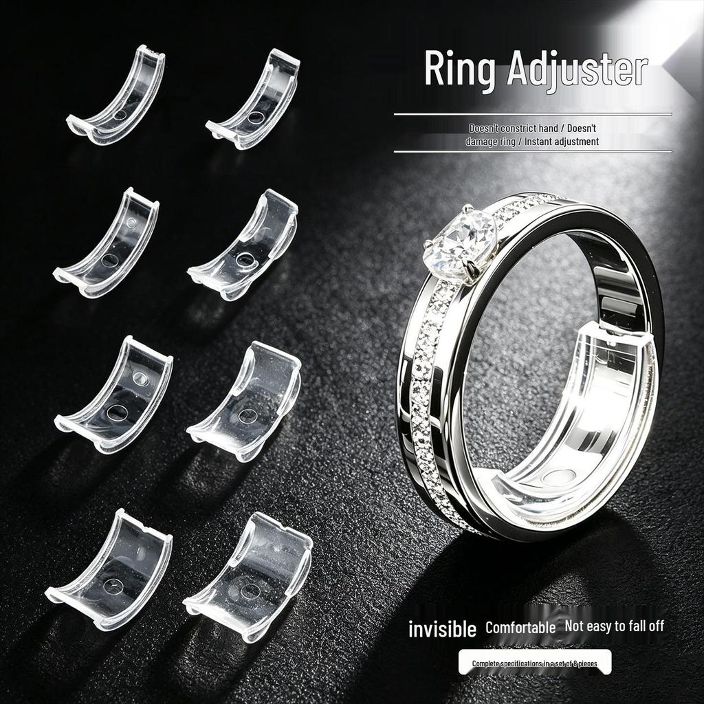 8-teiliges Unsichtbares Ringgrößenverstellwerkzeug für Damen & Herren – Rutschfest, Transparent, für Breite & Diamantringe