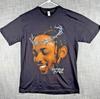 Größe L - Kendrick Lamar Dornenkrone Porträt Grafik 100% Baumwolle T-Shirt Herren T-Shirts Oberteil Schwarz NEU ohne Etikett Rap