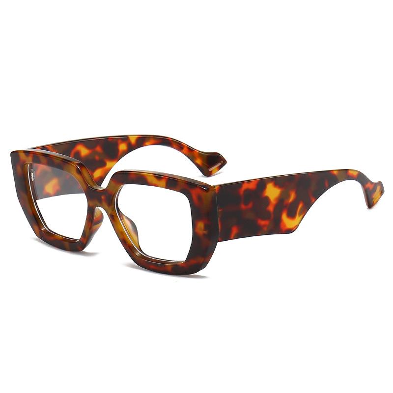 Trendy Thick Frame Oversized Square Glasses Women Men Colorful Wide Legs Eyewear Frame Female Green Optical Transparent Lens
