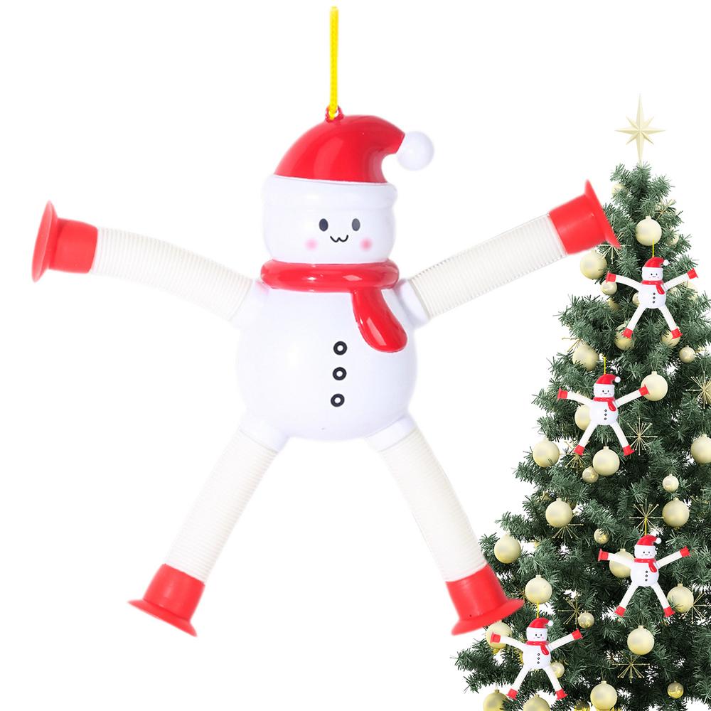 Telescopic Suction Cup Ornament Anti-stress Squeeze Ornament Santa Claus Snowman Gingerbread Man Elk Sensory Bellows Telescopic