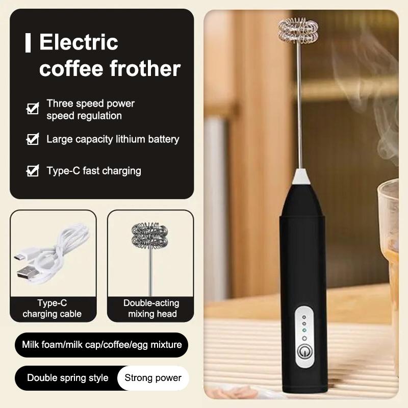 Wireless Electric Milk Frothers Coffee Frother Usb Rechargeable 3 Speeds Handheld Foam Maker Coffee Egg Beater  Cooking Tools