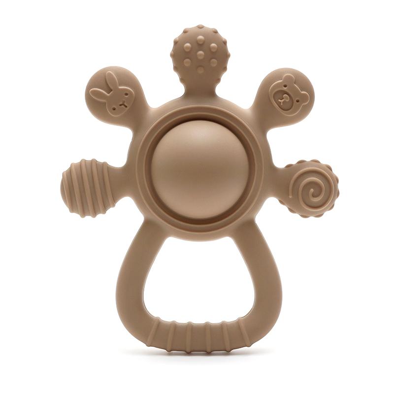 Kolorowe Dzieci 1 szt. Kreskówkowy Kształt Gryzak dla Niemowląt Zabawka 0-12M Silikonowy Uroczy Grzechotka Gryzak Wolny od BPA Sensoryczny Masażer Dziąseł Pielęgnacja Niemowląt