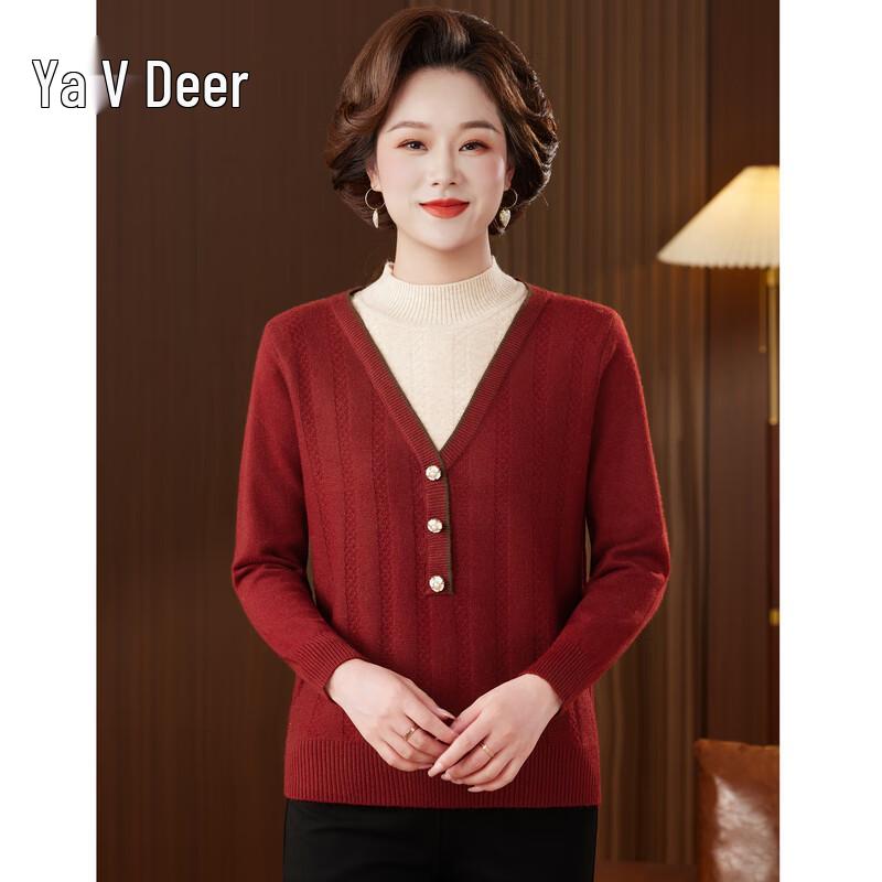 

Yalu Mid-Aged Women s Half-High Collar Knit Sweater 2XL