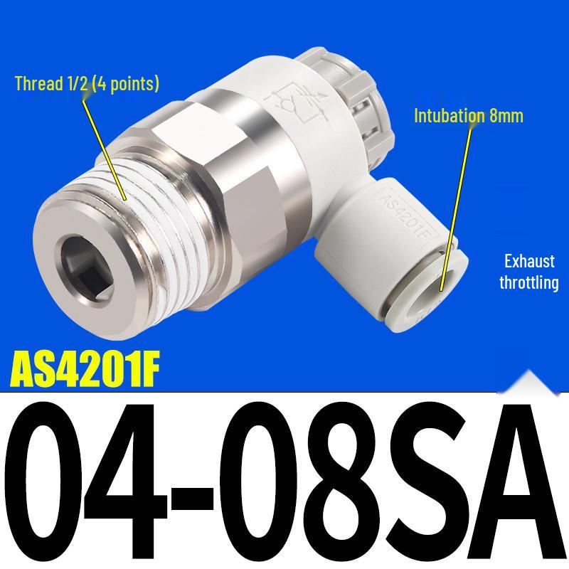 SMC AS1201F Pneumatic Speed Control Valve - Adjustable Throttle Push-Lock Fitting for Cylinder Control