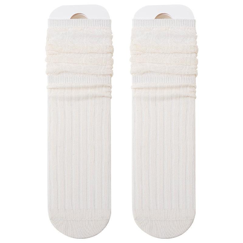 5 Pairs of Women's Summer Solid Color Cotton Breathable Loose Mouth Cool Feeling In The Middle Tube Pile Socks