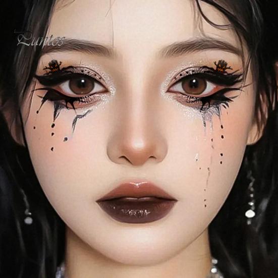 Cosmetic Transfers for Adults 2 Pairs Halloween Eye Tattoo Stickers, Waterproof Temporary Face Decals with Ghostly Decorations Pumpkin Bat Spider Web,