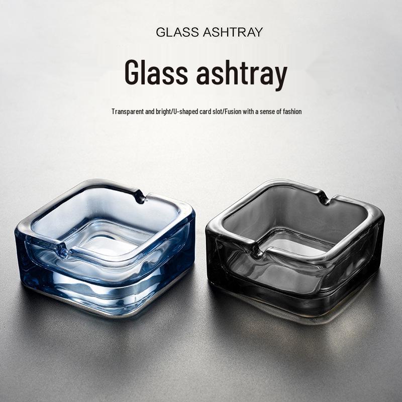 Compact Glass Ashtray for Hotel Rooms, Bedrooms, and Bathrooms