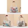 Canvas Handbag With Peacock Embroidery For Daily Casual Wear