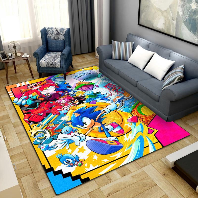 Cartoon Sonic Hedgehog Rug for Home Decoration,Washable Non-slip Large Rug Floot Mat LXRa35