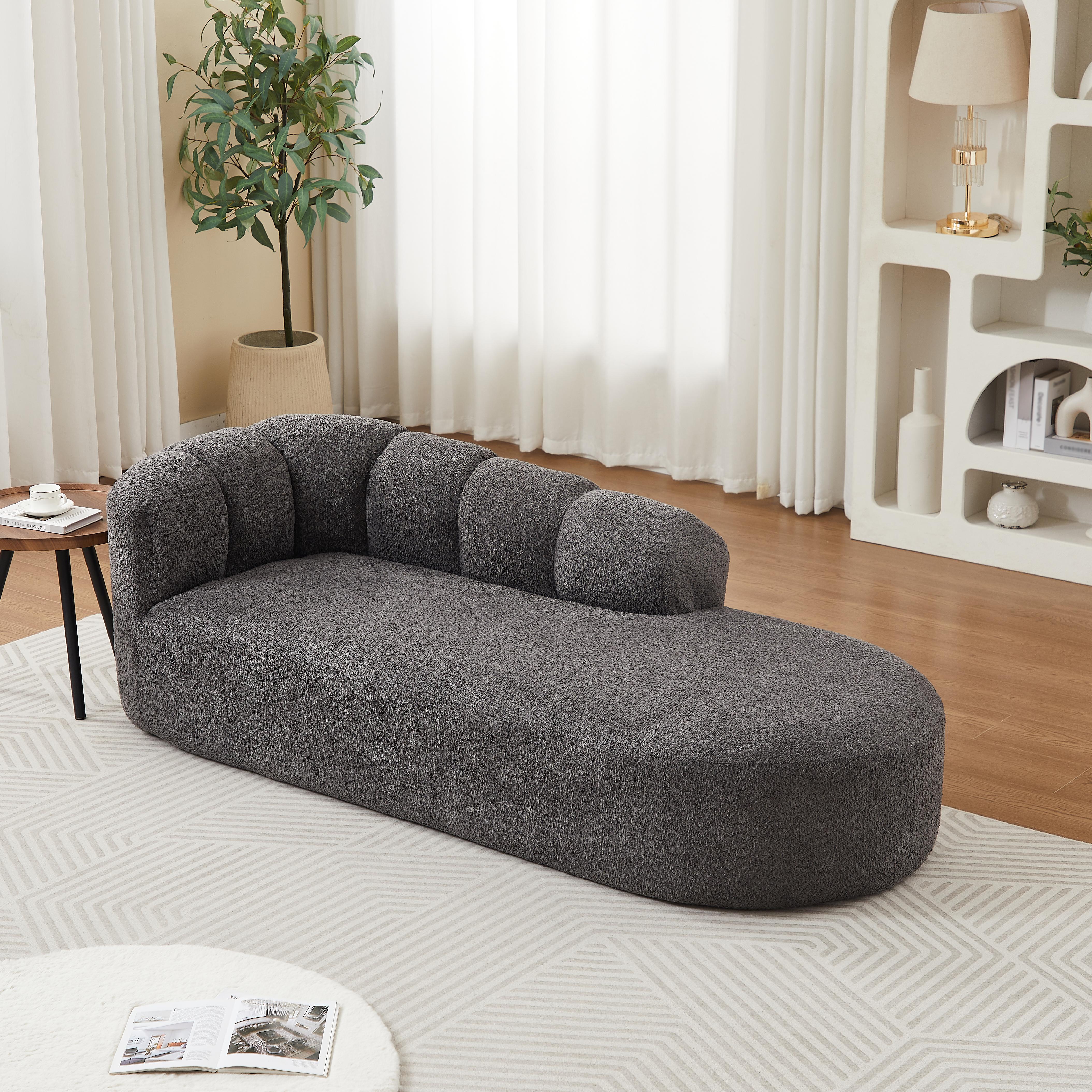 Modern Chenille Chaise Longue with Wavy
